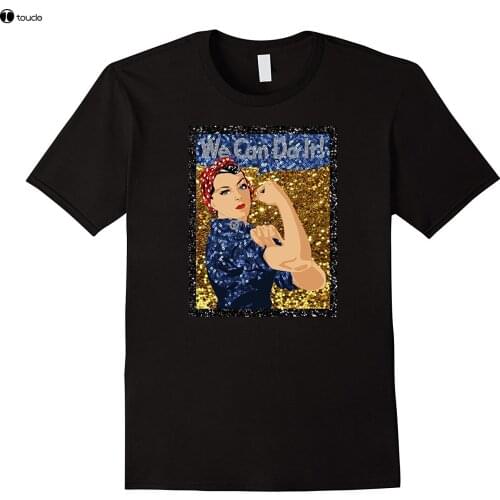Tops Cool T Shirt Glitter Rosie The Riveter We Can Do It Tshirt Tee Shirt Top O-Neck Tshirt Homme