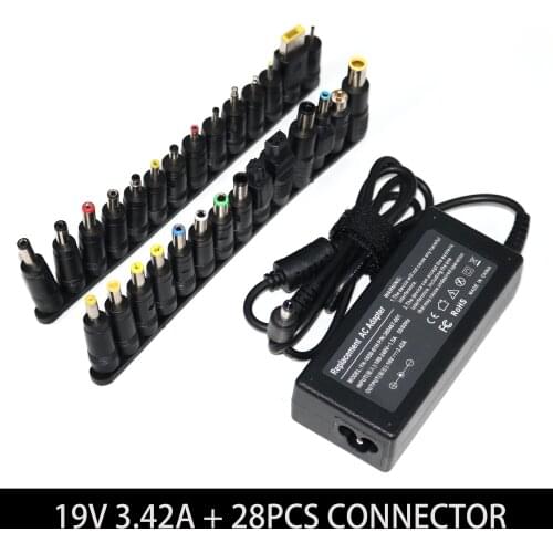 19V 3.42A 65W Universal Laptop Power Adapter Charger for Lenovo Asus Acer Dell HP Samsung Toshiba Laptop with 28 Connectors