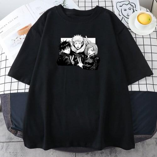 Yuji Itadori Jujutsu Kaisen Womens Tee Shirt Hip Hop Loose Streetwear Summer Fashion Comic T-Shirt White Basis T-Shirt Women