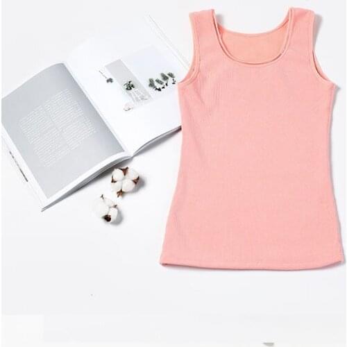 Women 2021 Autumn Winter Fashion Thickening Warm Vest Tops Female Bra Slim Tanks Tops Ladies Solid Color Sleeveless Tops E234