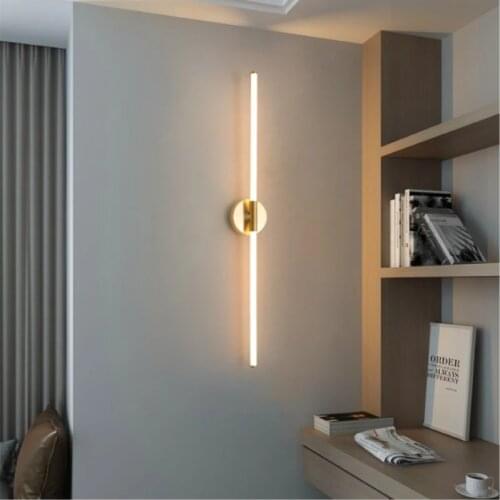 European style gold modern led simple bedroom study wall lamp simple bedside lamp creative acrylic light guide tube living room