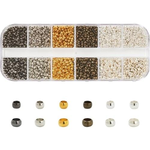 1 Box Brass Crimp Beads End Beads Spacer Beads Mixed Color Rondelle/Round for Jewelry Making DIY Bracelet Necklace Findings