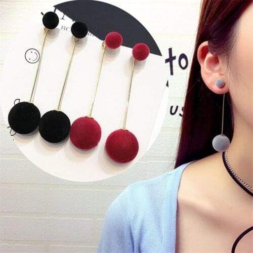 1pair Long Tassel Dangle Drop Earrings with Big/Small Balls Women Female Fashion Jewelry Stud Earring for Girls 2020 4Colors