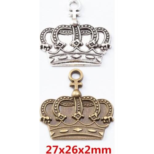 20 pieces of retro metal zinc alloy Crown pendant for DIY handmade jewelry necklace making 7338B
