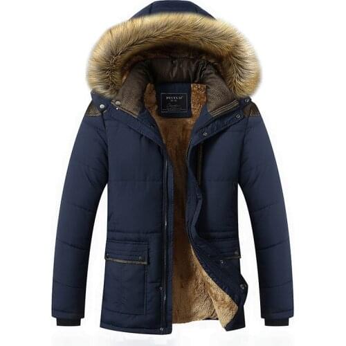 2019 New Fashion Warm Wool Liner Man Jacket and Coat M-5XL Fur Collar Hooded Men Winter Jacket Windproof Male Parkas Casaco