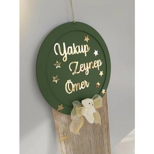 HLO 2021 Personalized Door Ornament For Children Gift For Newborn Babies Wooden Design Colorful Name Can Be Written Birthday