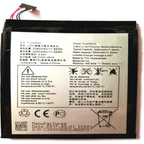 3000mAh TLP030JC Battery For Alcatel One Touch A3 XL 9008 9008X 9008D Mobile Phone Batteries With Tools