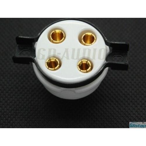 4-pin Gold Plated Vacuum Tube Socket Big Four Pins 2A3 5Z3 6A3 300A 300B Gold-plated Copper Pins& Ceramic Base Free Shipping DIY
