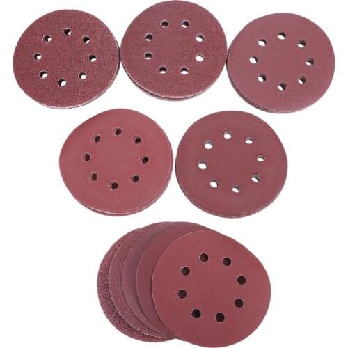 50/70/100pcs Polishing Pad Hook Loop Sandpaper Sanding Discs Round Shape 125MM Buffing Sheet