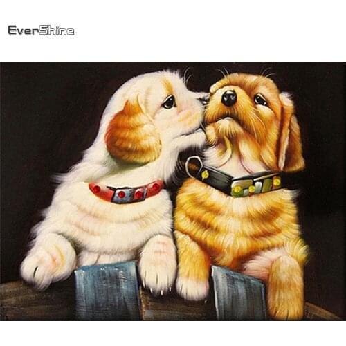 Evershine Diamond Embroidery Full Set Animal Pictures Of Rhinestone Diamond Painting Dog Full Square Drill Display Wall Stickers