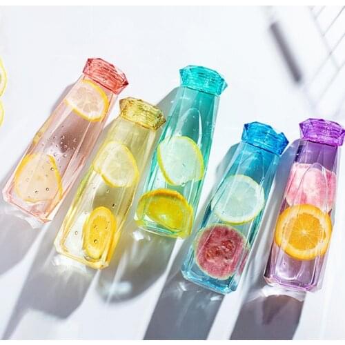 420ML Water Bottle Water Cup Rhombus Portable Glass Fruit Juice Drinking Kettle Tea Mug Outdoor Sport Camping Supplies