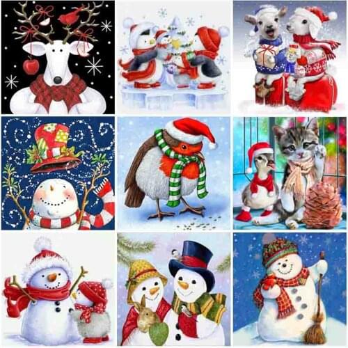 Diy 5d Diamond Painting Christmas Diamond Embroidery Snow Cross Stitch Mosaic Full Round Drill Manual Home Decor Christmas Gift