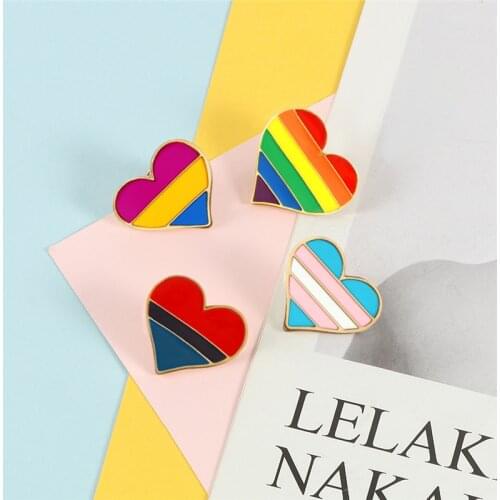 Pride LGBT Enamel Pins Rainbow Heart Lesbian Gay Brooches Badges Jackets Shirt Bag Metal Button Lapel Pin Jewelry For Men Women