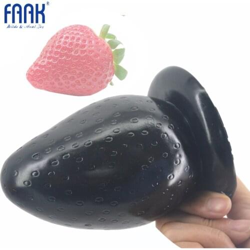 FAAK Strawberry Anal Plug Anus Stuffed Stopper Big Butt Plug with Suction Cup Rough Surface Sex Toys Women Man Anal Expansion