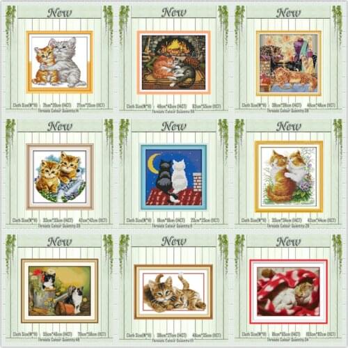 Black and white cat lovers kittens painting counted printed on canvas DMC 14CT 11CT Cross Stitch Needlework Sets Embroidery kits