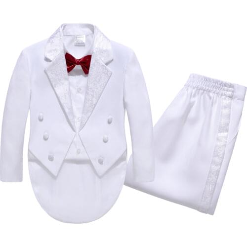 Boy Tuxedo Suit Champagne Kids Tuxedo Stage Wedding Formal Wear 7pieces Set Blazer+pant+shirt+bow+girdle+tie+belt Children Suits