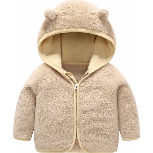 Aautumn Winter Baby Coral Fleece Jacket Coat Childrens Outerwear Girls Thick Warm Hooded Clothes Boys Coat Warm Snowsuit 1-6Y