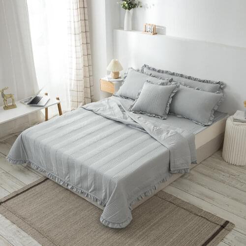 Summer Cool Quilt Washed Cotton Simple Modern Air Condition Thin Blanket Kids Adult Patchwork Comfortable Comforter