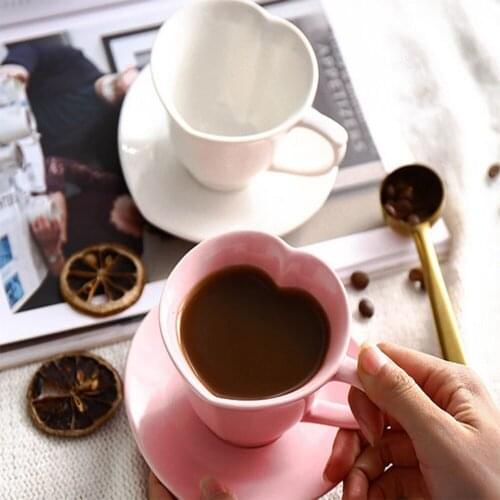 Love couple powder white coffee cup saucer coffee cup ceramic cup and saucer set