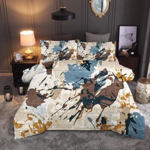 Multi Color Home Textile Geometric Quilt Cover Pillowcase Without Sheet Bedding Set Creative American Style Bedroom Decor
