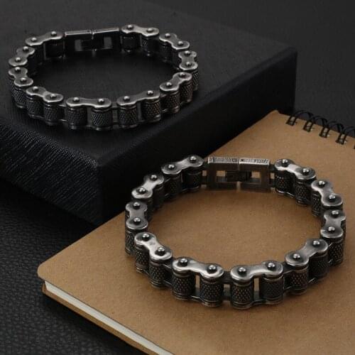 European and American bicycle bracelets Titanium steel personality mens motorcycle chain
