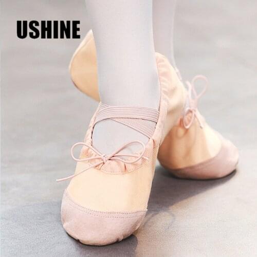 USHINE Soft Black Red White Pink Flat Teacher Yoga Ballet Shoes Canvas Ballet Shoes Kids For Girls Woman Children