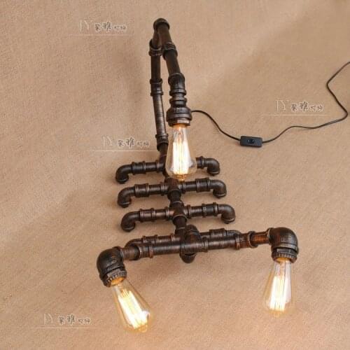 Retro snake scorpion pipe lamp Table Lamps American industrial wind iron lamp bedroom living room desk lamp library reading SG5