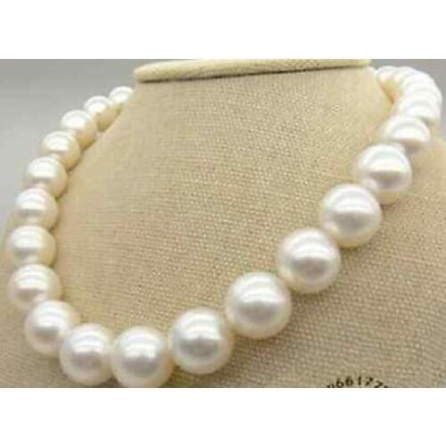 Natural18" 12-13mm south sea round white pearl necklace 18inch 14k