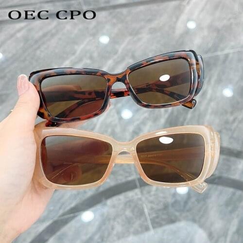 OEC CPO Vintage Cat eye Sunglasses Womens 2021 New Fashion Leopard Brown Sun Glasses Female Square Ladies Eyeglasses UV400