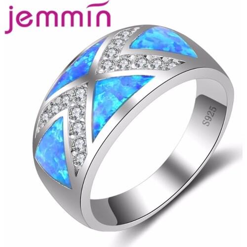 Retro Ring Silver 925 Sterling Silver Vintage Wedding Rings For Women White Fire Blue Opal Triangle Jewelry Ring Size6789