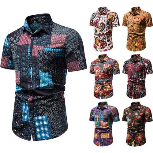 2021new Summer Short sleeve shirts men Hip hop printed hawaiian shirt male beach shirt fashion streetwear