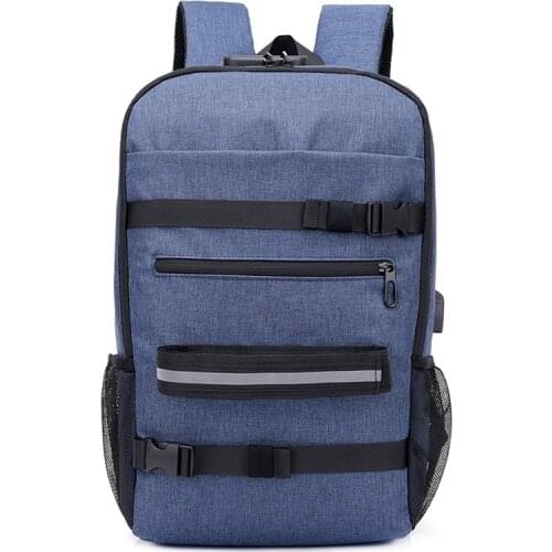 Skateboard Backpack Anti-Theft Password Lock USB Charging Shoulder Bag for Travel Leisure Computer Longboard Bag