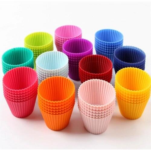 10pcs/Set 5x3cm Silicone Cake Mold Round Muffin Cupcake Baking Molds Kitchen Cooking Bakeware Maker DIY Cake Decorating Tools