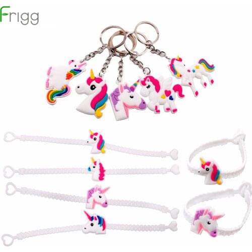 Frigg Cute Unicorn Wristband Keychain Kids Birthday Party Favors Unicorn Rubber Bracelet Unicorn Party Supplies For Children