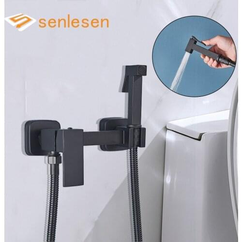 SENLESEN Bidet Faucet Matte Black Bathroom Faucet Bronze Mixer Shower Wash Toilet Faucet Hot and Cold Water