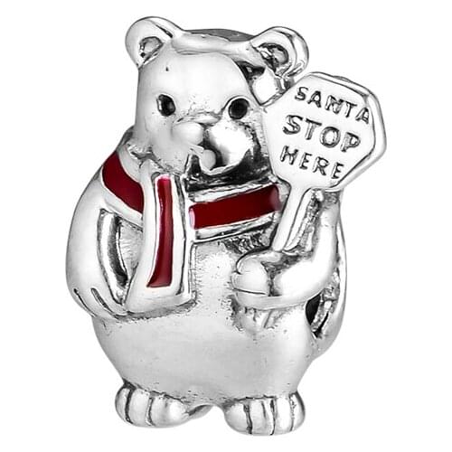 Fit Pandora Bracelets Polar Bear Charms 925 Original Sterling Silver Beads for Jewelry Making DIY Gift