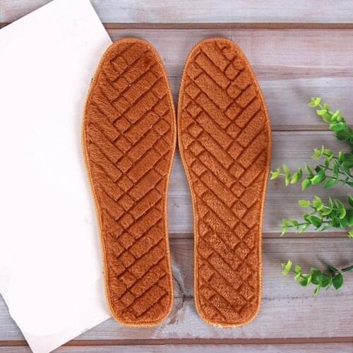 Keep Warm Heated Plus Velvet Insoles Thicken Soft Breathable Winter Wmbossed Sport Shoes Insert For Man Woman Boots Pad Sole