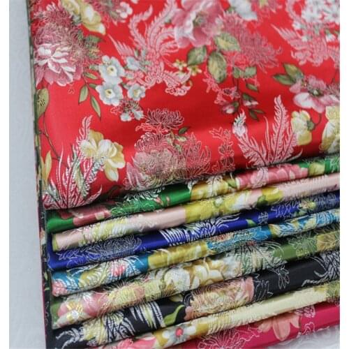 CF955 Metallic Peony Chinese Brides Wedding Dress Fabric Cheongsam Fabric Festival Jacquard Brocades DIY Fabric For Sewing