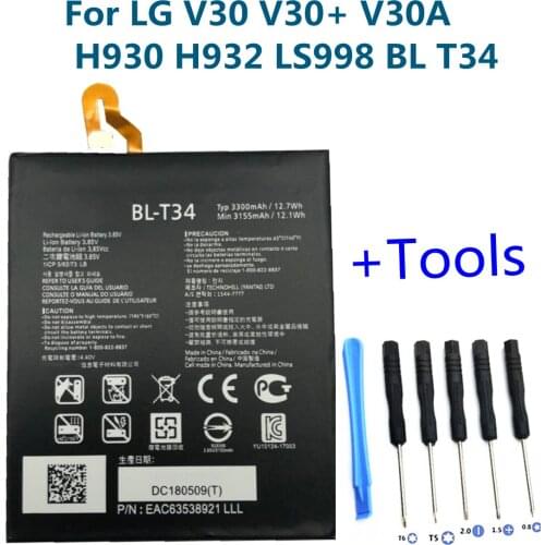 High quality 3300mAh BL-T34 Battery For LG V30 V30+ V30A LS998 H932 H930 cell phone