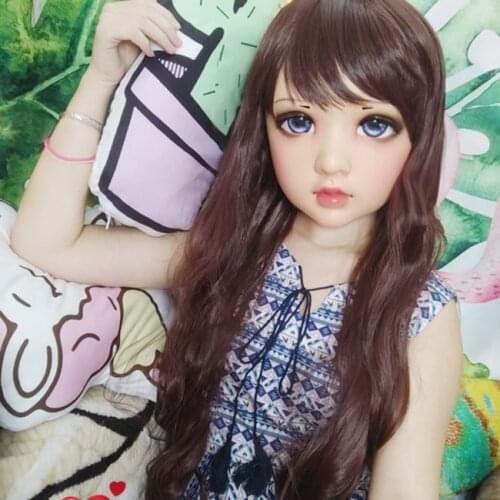 Wo-01)Female Sweet Girl Resin Half Head Kigurumi BJD Eyes Crossdress Cosplay Japanese Anime Role Lolita Mask With Eyes And Wig