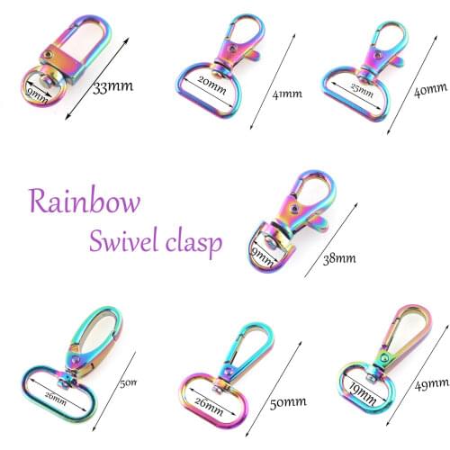 Lobster Clasps Clips Spring Buckle Rainbow Color Metal Alloy Swivel Snap Hooks Key chain for Dog collar backpack bag accessories