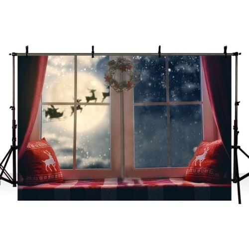 Winter Christmas Window Santa Claus Baby Party Photography Backdrops Customized Photographic Backgrounds for Photo Studio