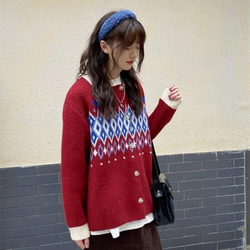 Winter With thick clothes Languid is lazy wind Pullover Jacquard Sweater Sensuality Keep warm Halter Retro Polo collar