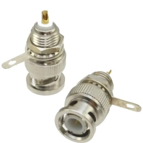 1pcs BNC male Plug with nut bulkhead solder cup deck mount RF Coaxial connector adapter