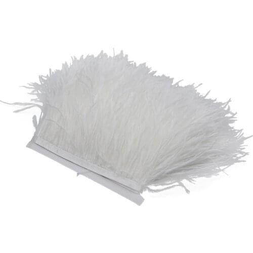 White Natural Ostrich Feathers Trim Clothes Sewing Ribbon Decoration Wedding Accessory Dress With Feather For Crafts Wholesale