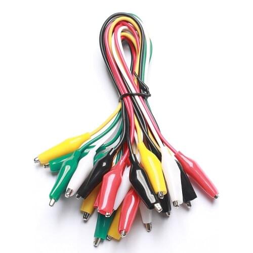 10pcs Double Ended Alligator Clips Jumper Wire 5 Colors With Cable Insulated Crocodile Clips Test Leads 45-48cm Anti-Slip
