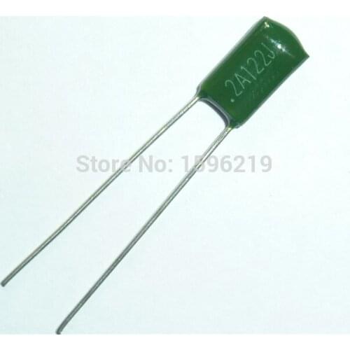 10pcs Mylar Film Capacitor 100V 2A122J 1200pF 1.2nF 2A122 5% Polyester Film capacitor