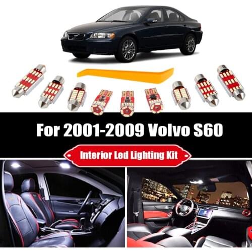 15Bulbs For 2001-2006 2007 2008 2009 Volvo S60 White Error Free Interior LED Car Light Kit Map Dome Cargo Door License Lamp