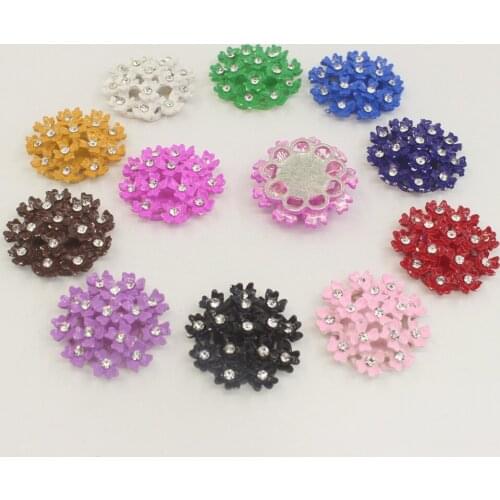 25mm Round Diamond Rhinestone Flatback Gem Button DIY Clothing Alloy Applique Metal Decoration for DIY Embellishment 10pcs