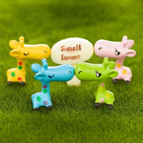 4PCS Africa Bigmouth Giraffe Cute Cartoon Deer Animal Model Small Statue Figurine Crafts Ornament Miniatures Decor Accessories